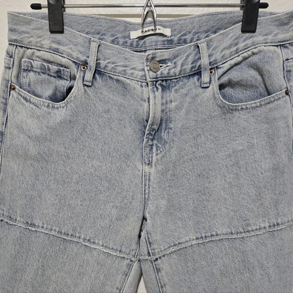 PacSun Seamed Low Rise Straight Leg Jeans Light Wash Blue Denim Size 27